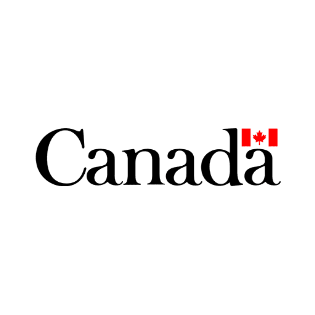 Canada logo with black text and a red maple leaf symbol.