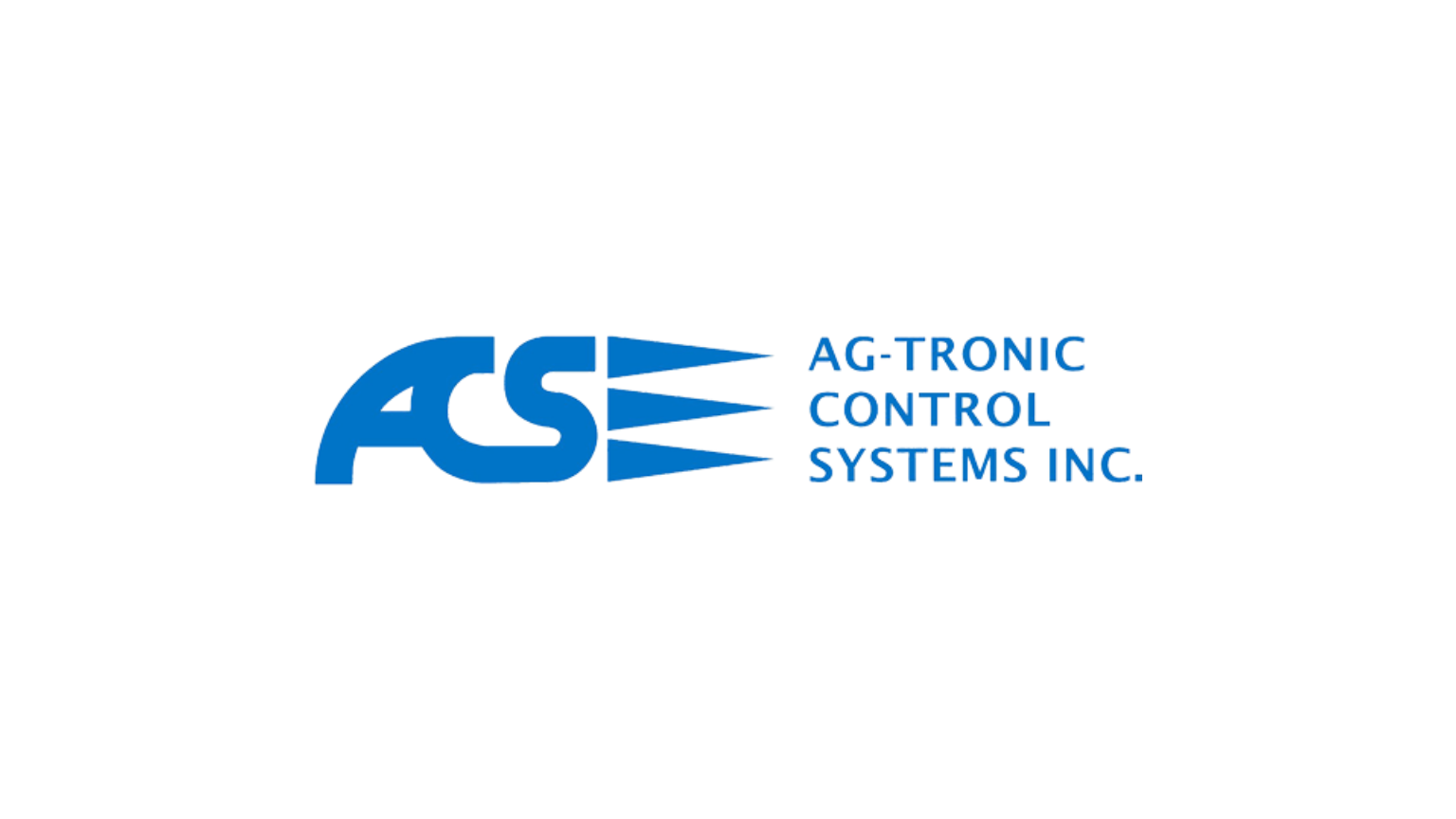 Blue logo for AG-TRONIC CONTROL SYSTEMS INC. featuring stylized ASE text with horizontal lines.