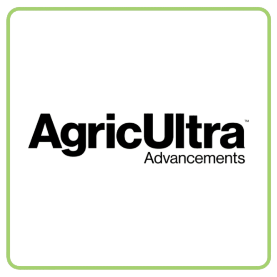 AgricUltra Advancements company logo in black text with a green border.