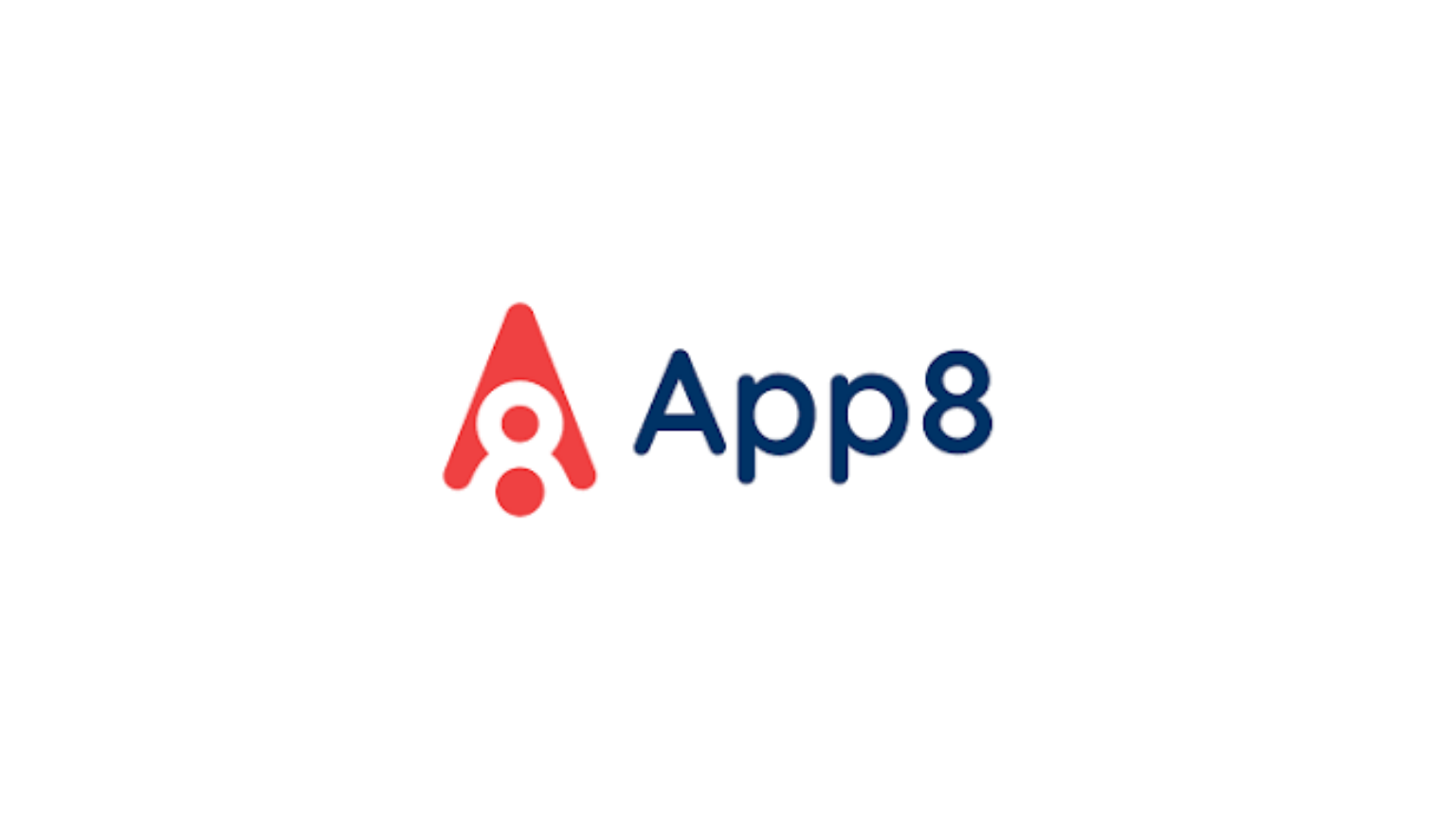 App8 logo displaying a stylized red 'A' icon and blue text on a white background.