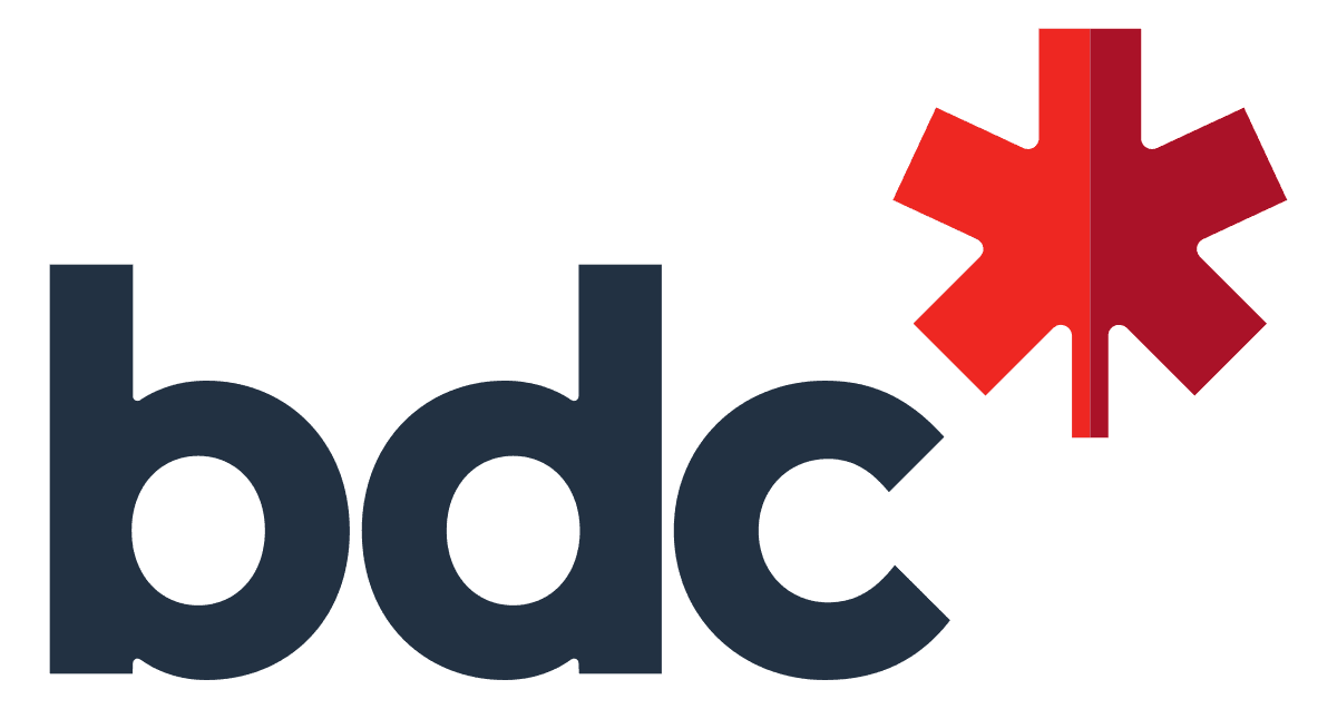 bdc logo with a red Star of Life symbol, suggesting emergency services.