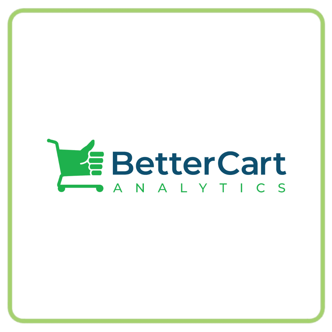 Green shopping cart logo with a thumbs-up and the text BetterCart Analytics.