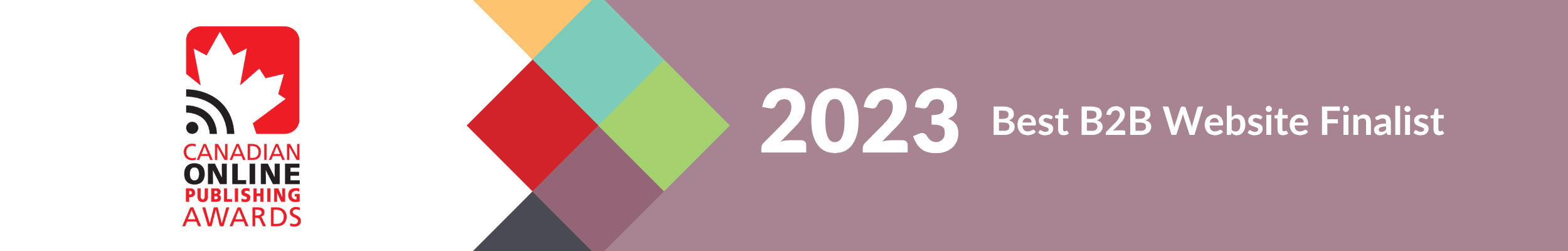Canadian Online Publishing Awards logo recognizing a 2023 Best B2B Website Finalist.