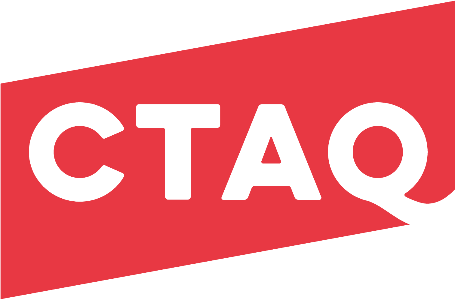 White letters CTAQ on a red, angular speech bubble background.