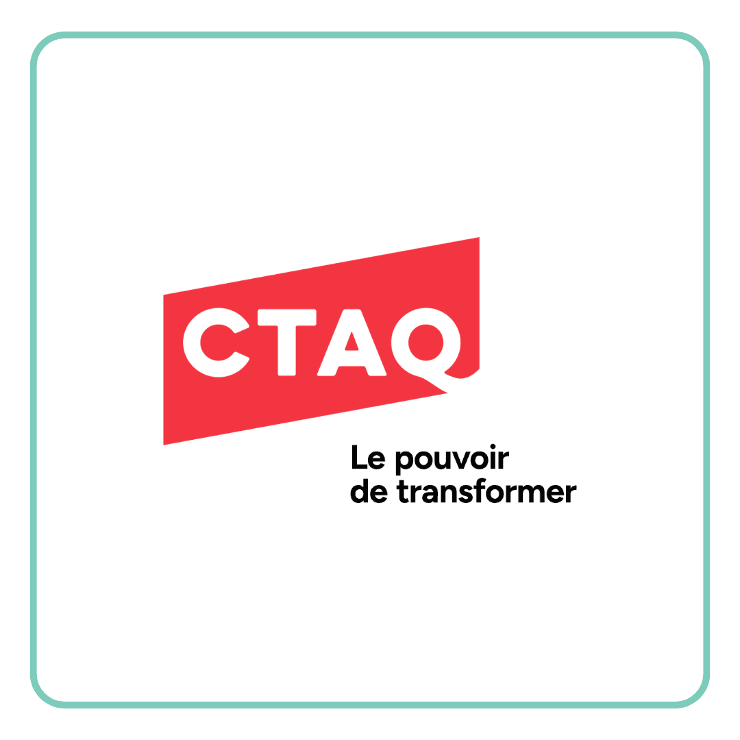 CTAQ logo featuring white text on a red banner with the slogan "Le pouvoir de transformer".