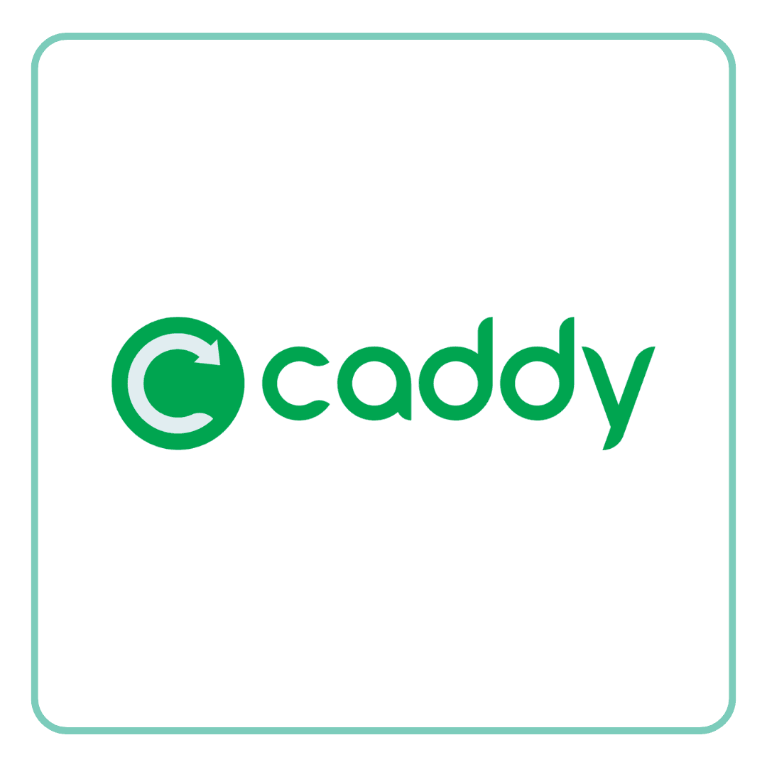 Green Caddy logo with a circular C icon.
