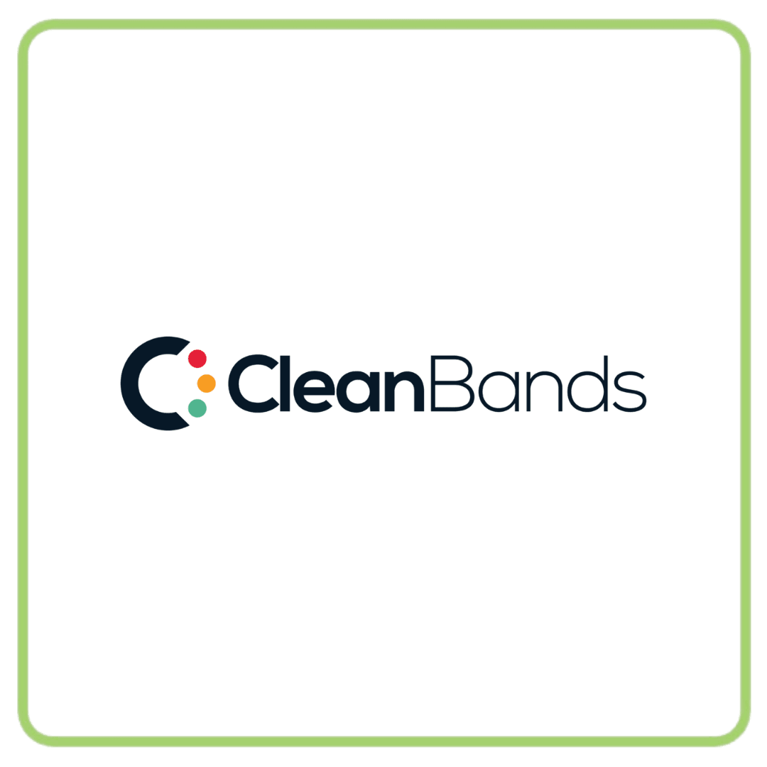 CleanBands company logo featuring a dark blue 'C' with red, orange, and green dots.