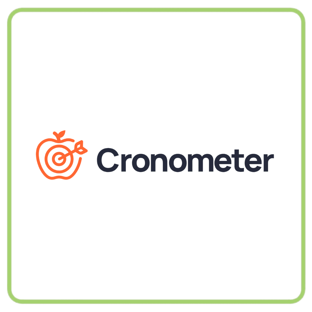 Cronometer logo featuring an orange apple icon with a bullseye target.