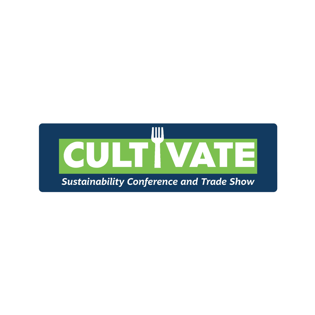 CULTIVATE Sustainability Conference and Trade Show logo with a fork icon.