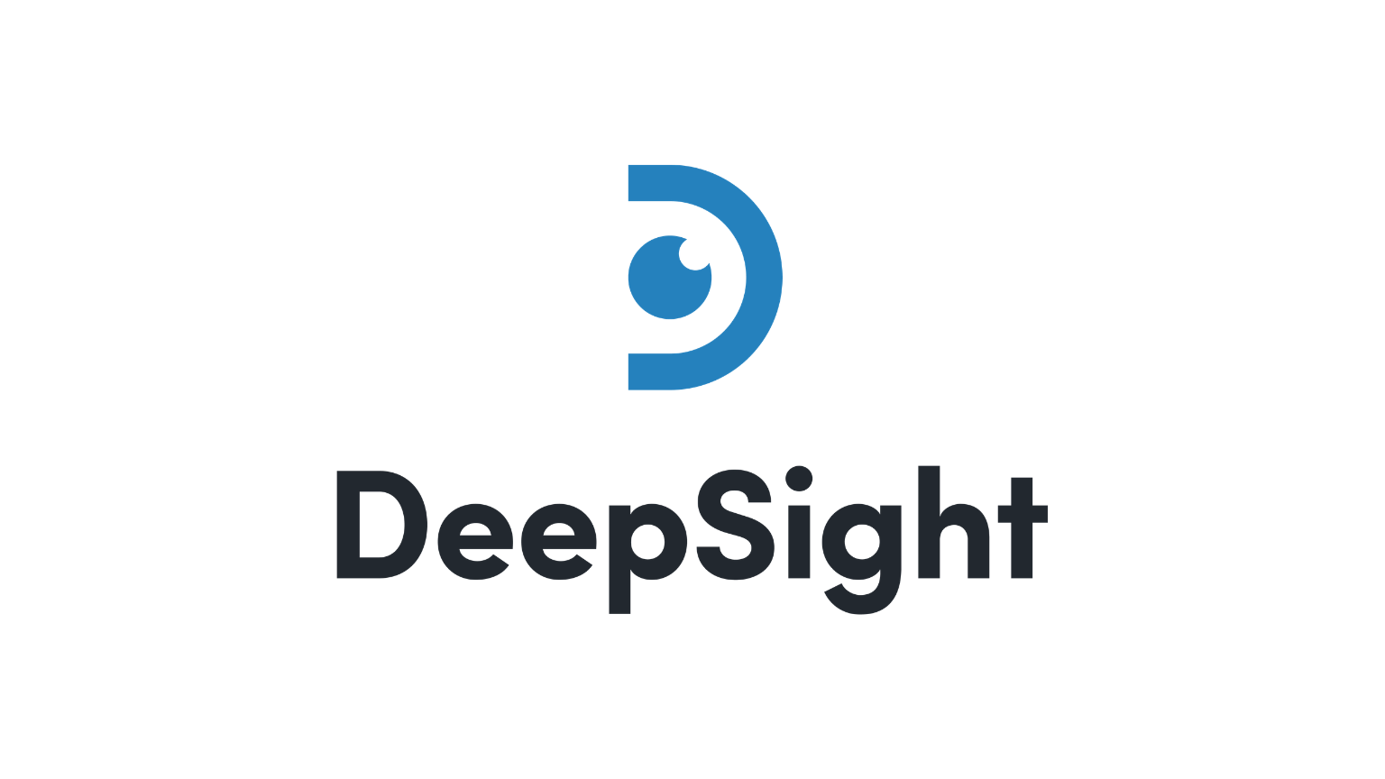 DeepSight logo featuring a stylized eye inside a letter D.