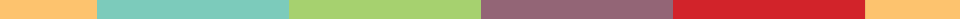 Vertical stripes of light orange, teal, light green, muted purple, and red.