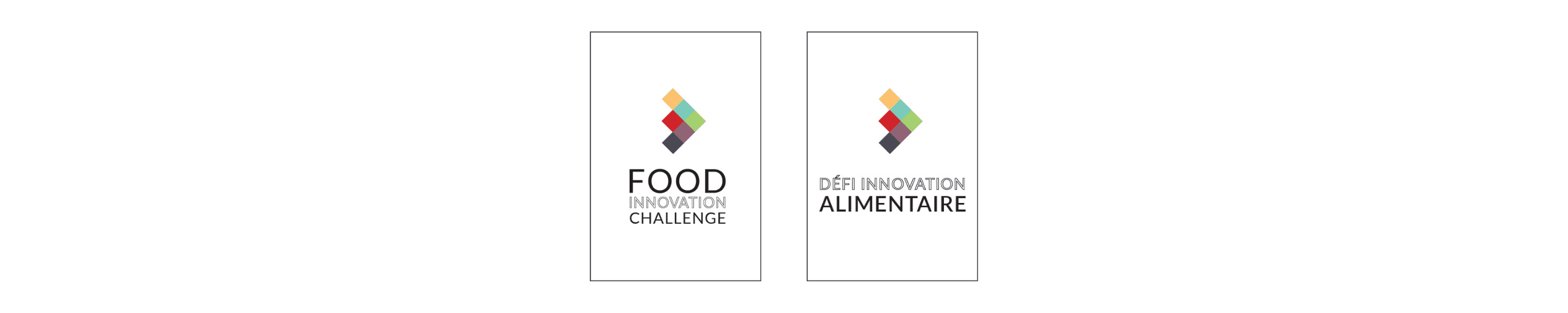 Two logos side-by-side: 'Food Innovation Challenge' and 'Lien d'Innovation Alimentaire' with colorful arrow graphics.
