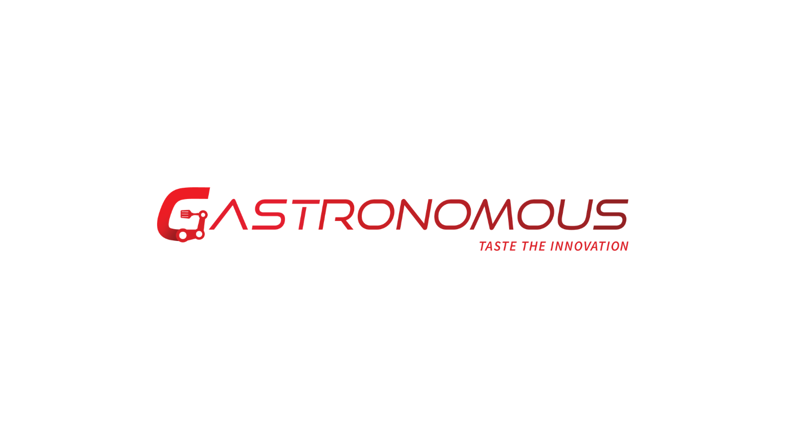Gastronomous logo in red with a stylized 'G' and tagline 'Taste the Innovation'.