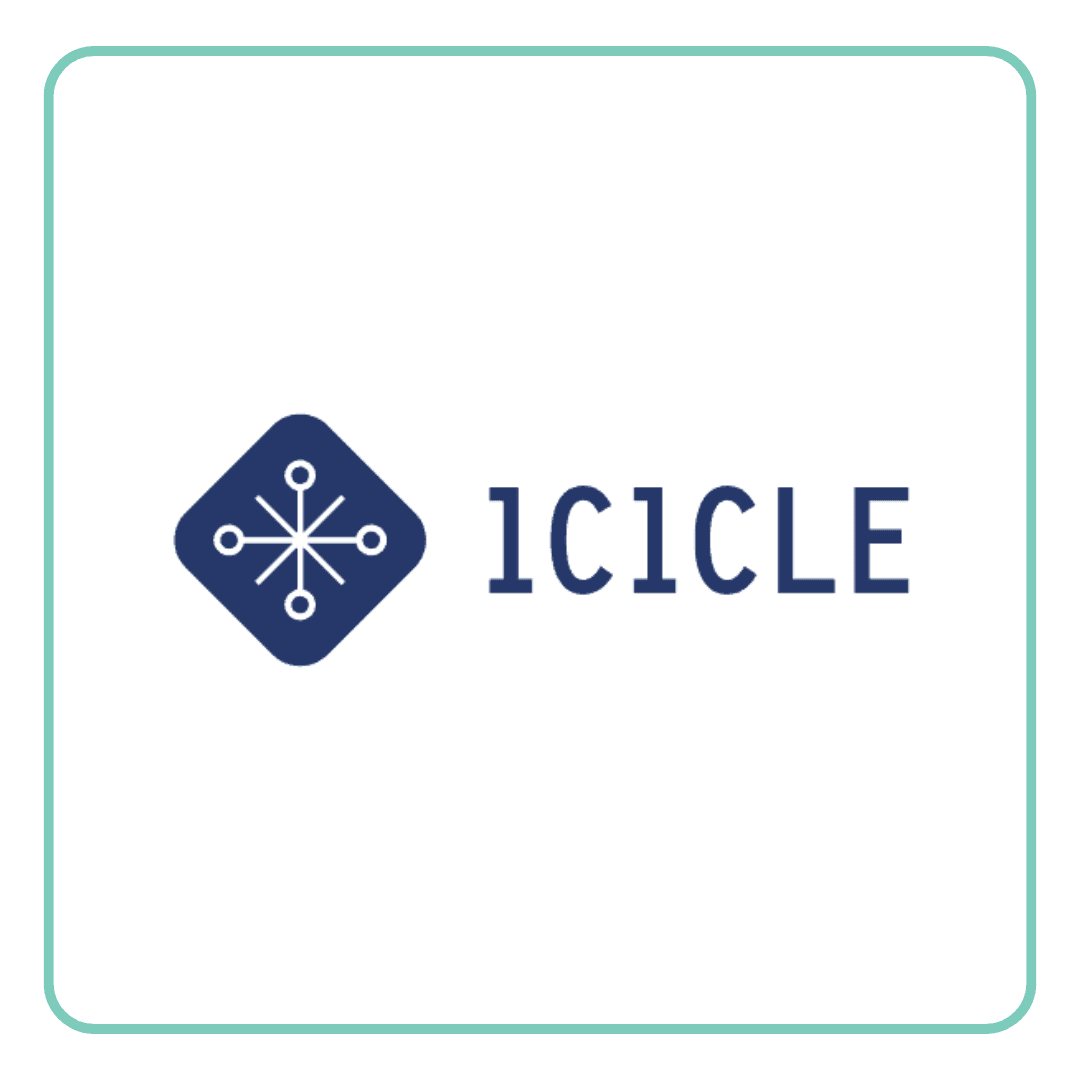 Blue diamond logo with a snowflake or network icon next to the text 1C1CLE.