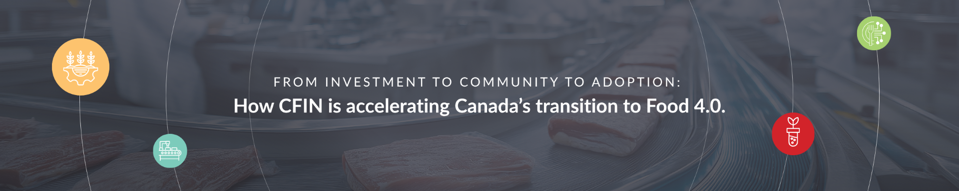 Dark banner with text: "How CFIN is accelerating Canada's transition to Food 4.0."