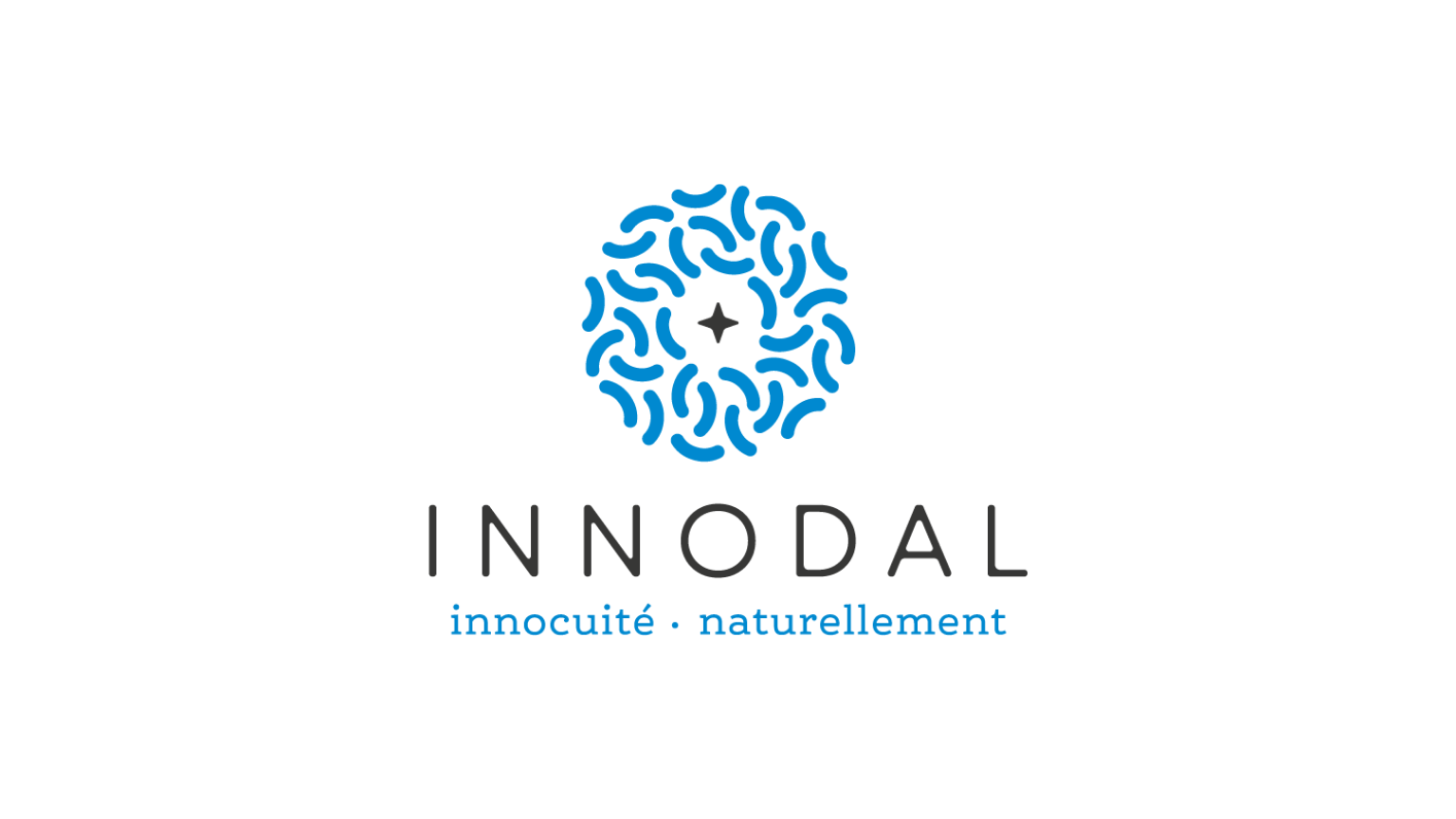 Innodal logo featuring a blue abstract circular design and slogan.