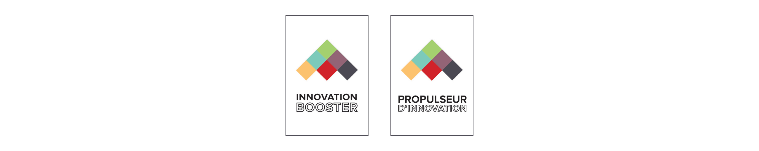 Two colorful geometric logos for Innovation Booster and People Skill Spectrum.