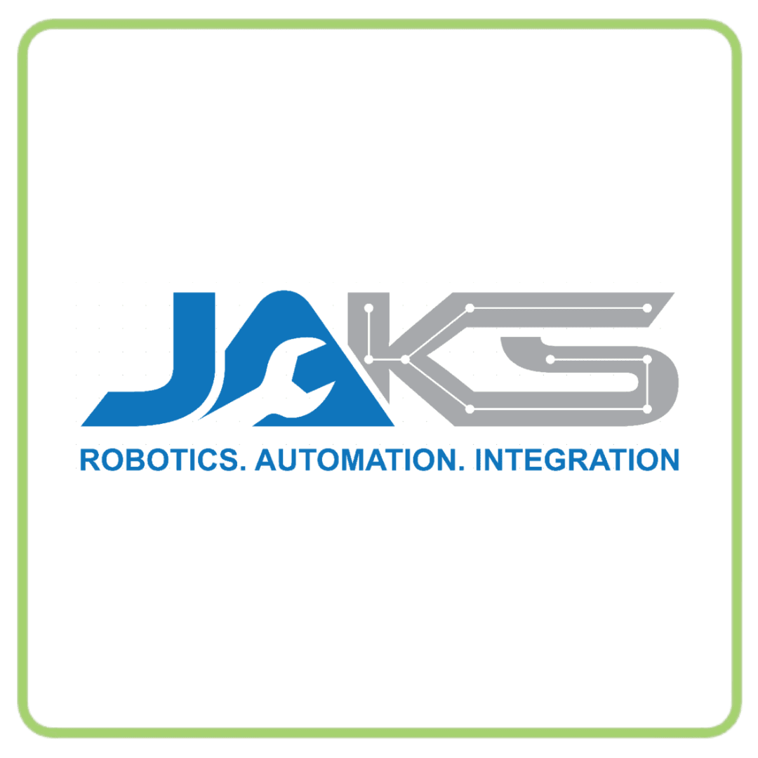 JAKS Robotics, Automation, Integration logo with a blue stylized wrench.