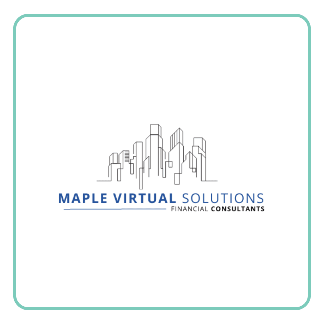Maple Virtual Solutions Financial Consultants logo with a modern city skyline graphic.