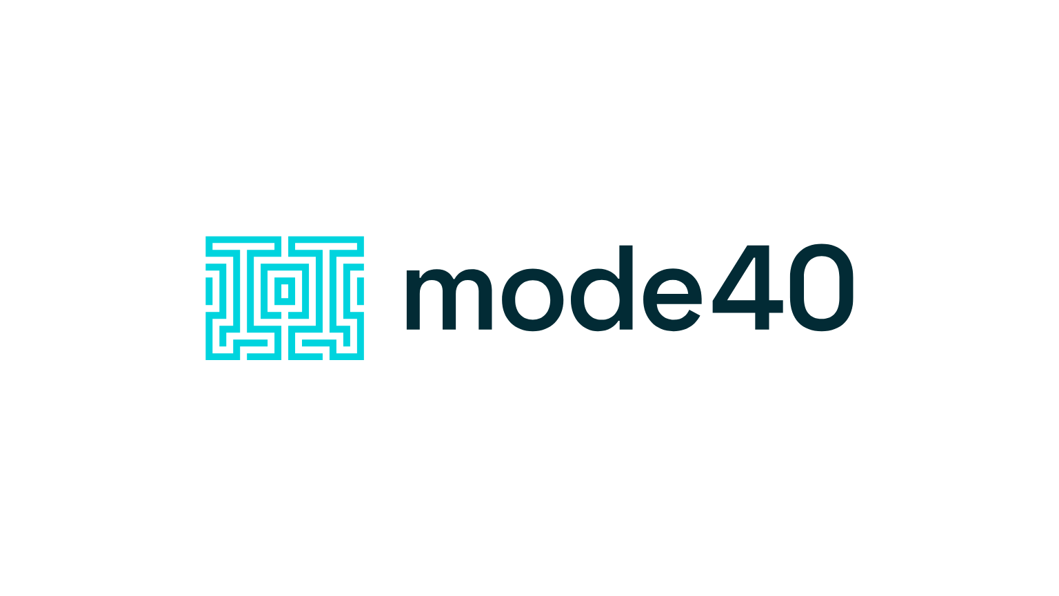 Mode40 logo featuring a blue abstract labyrinth design next to the company name.