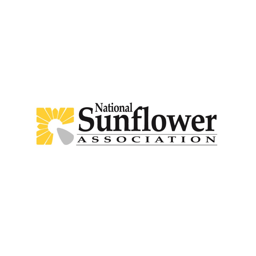 Logo for the National Sunflower Association, featuring a yellow stylized sunflower.