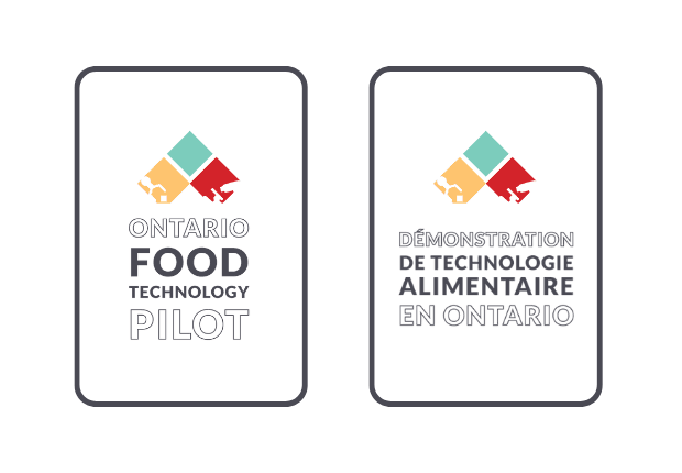 Logos for the Ontario Food Technology Pilot in English and French.