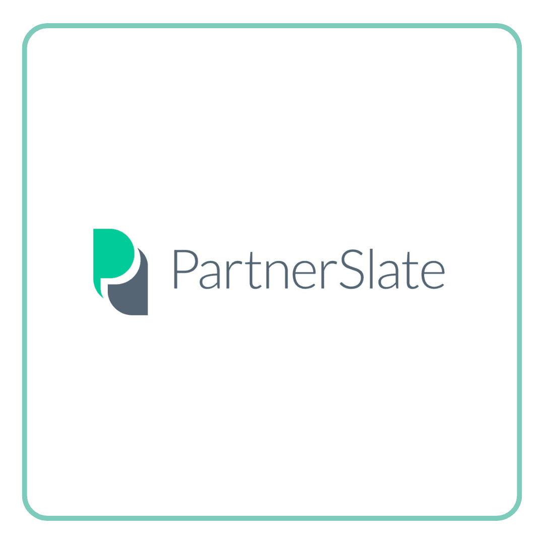 PartnerSlate logo featuring a stylized green and grey icon next to the company name.