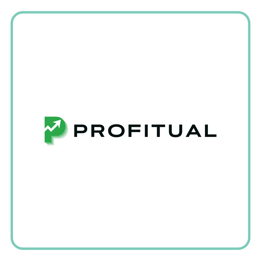 PROFITUAL logo featuring a green 'P' with an upward trending arrow.
