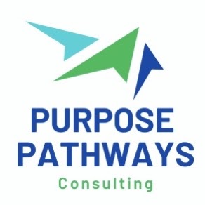 Purpose Pathways Consulting logo with abstract blue and green arrow shapes.