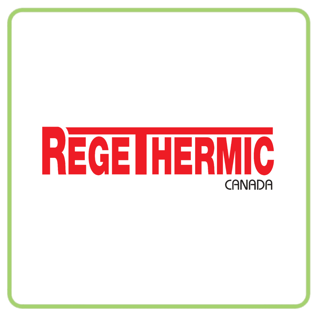 Red REGETHERMIC CANADA logo on a white background with a green border.