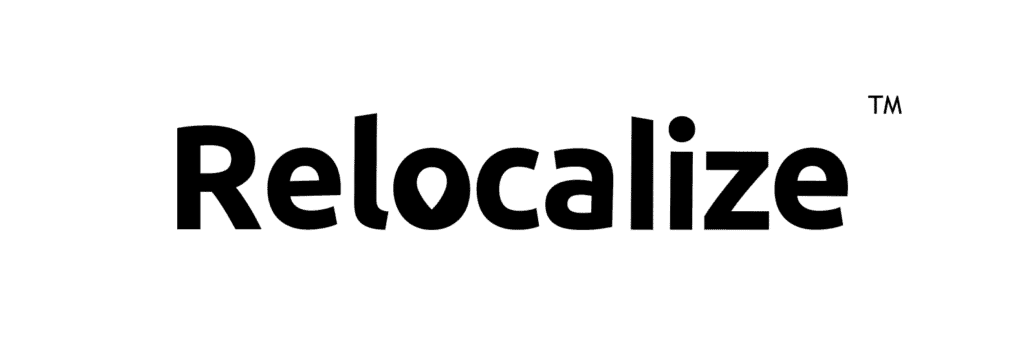 Bold black text logo for 'Relocalize' with a trademark symbol.