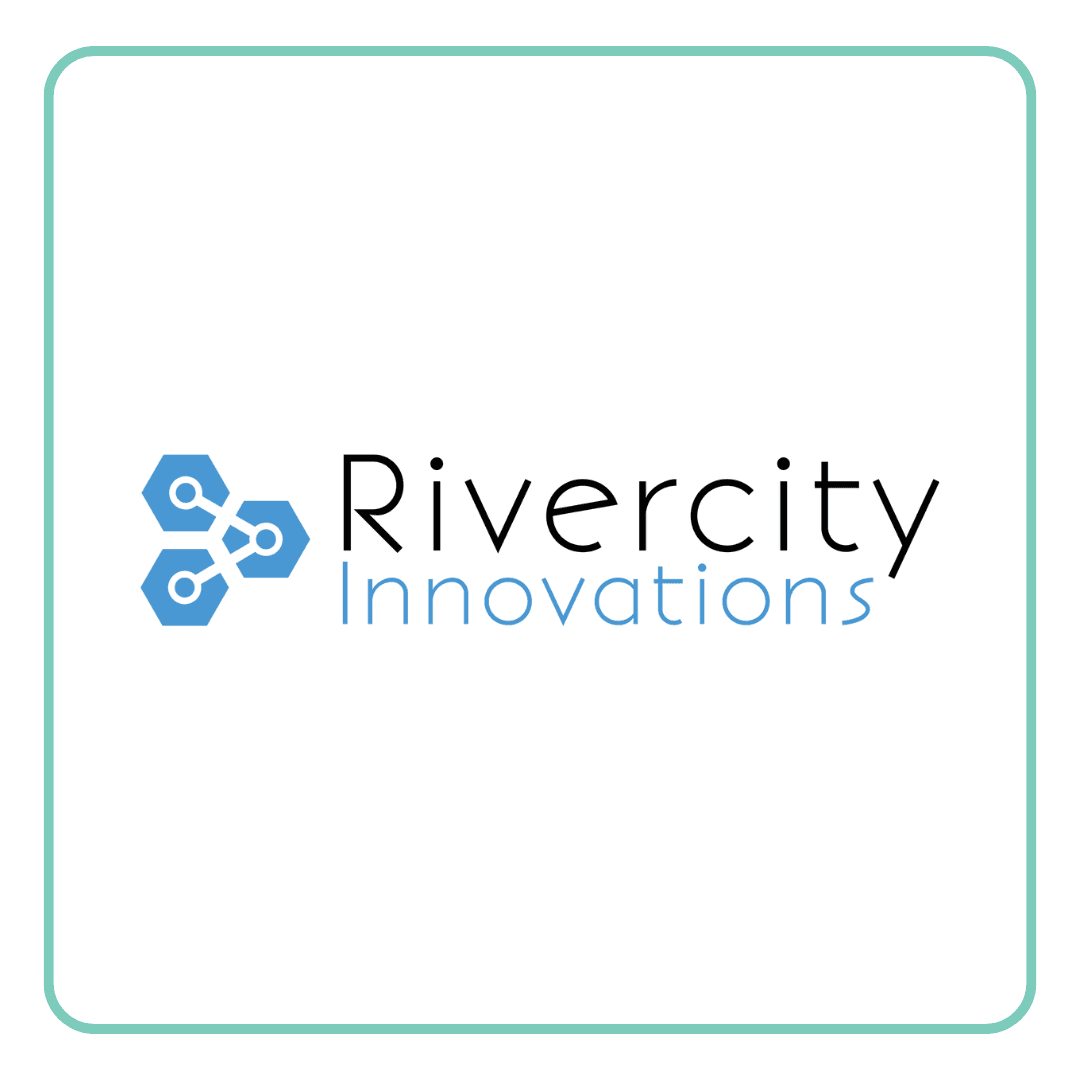 Rivercity Innovations logo with a blue hexagonal interconnected symbol.