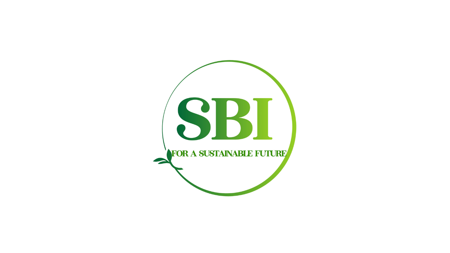 Green SBI logo with 'FOR A SUSTAINABLE FUTURE' slogan and a stylized plant icon.