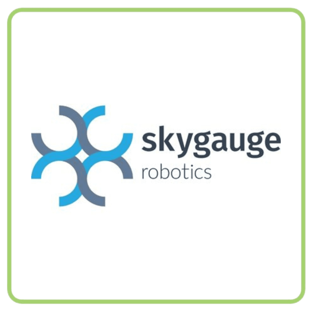 Skygauge Robotics logo featuring interlocking blue and gray 'C' shapes.