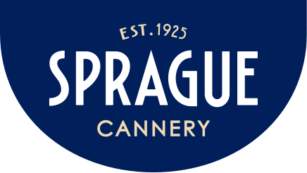 Sprague Cannery logo, established 1925, featuring white text on a dark blue background.