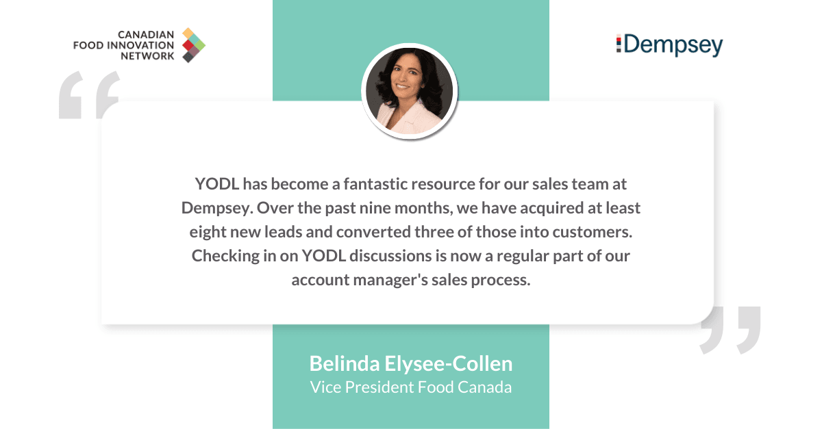 Belinda Elysee-Collen, Vice President Food Canada, gives a testimonial for YODL.