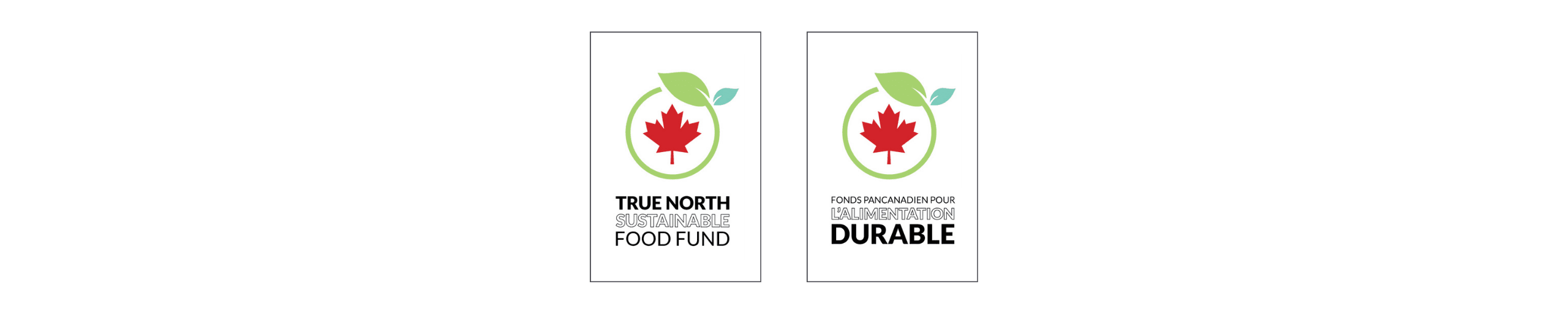Two Canadian certification badges: one for 'True North Food & Drink' and another for 'Durable'.