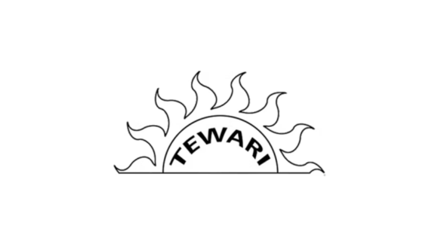 Black and white logo featuring a rising sun with the text 'TEWARI' in an arc.
