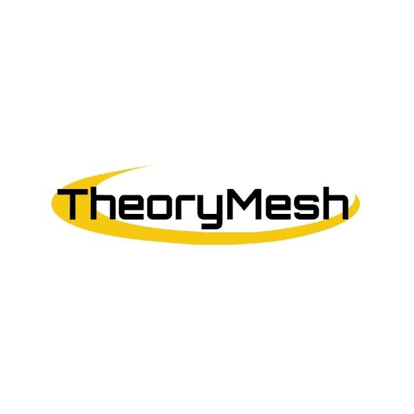 The TheoryMesh logo features the company name in black text with a yellow accent.