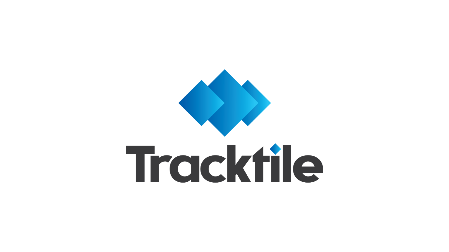 Tracktile logo featuring the brand name and blue overlapping diamond shapes.