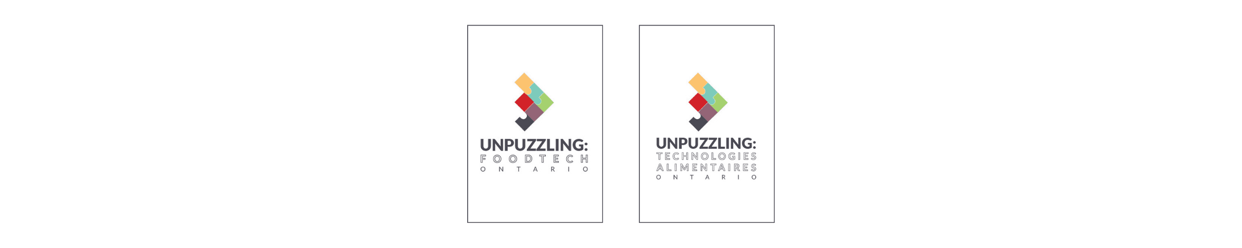 Two identical logos featuring a colorful abstract arrow shape and the text UNPLUGGED.