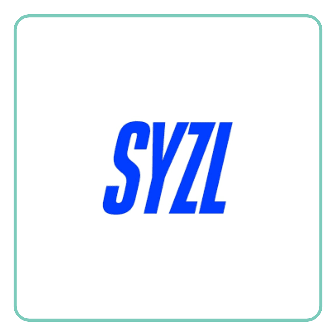 Blue, bold, italicized text 'SYZL' centered on a white background.