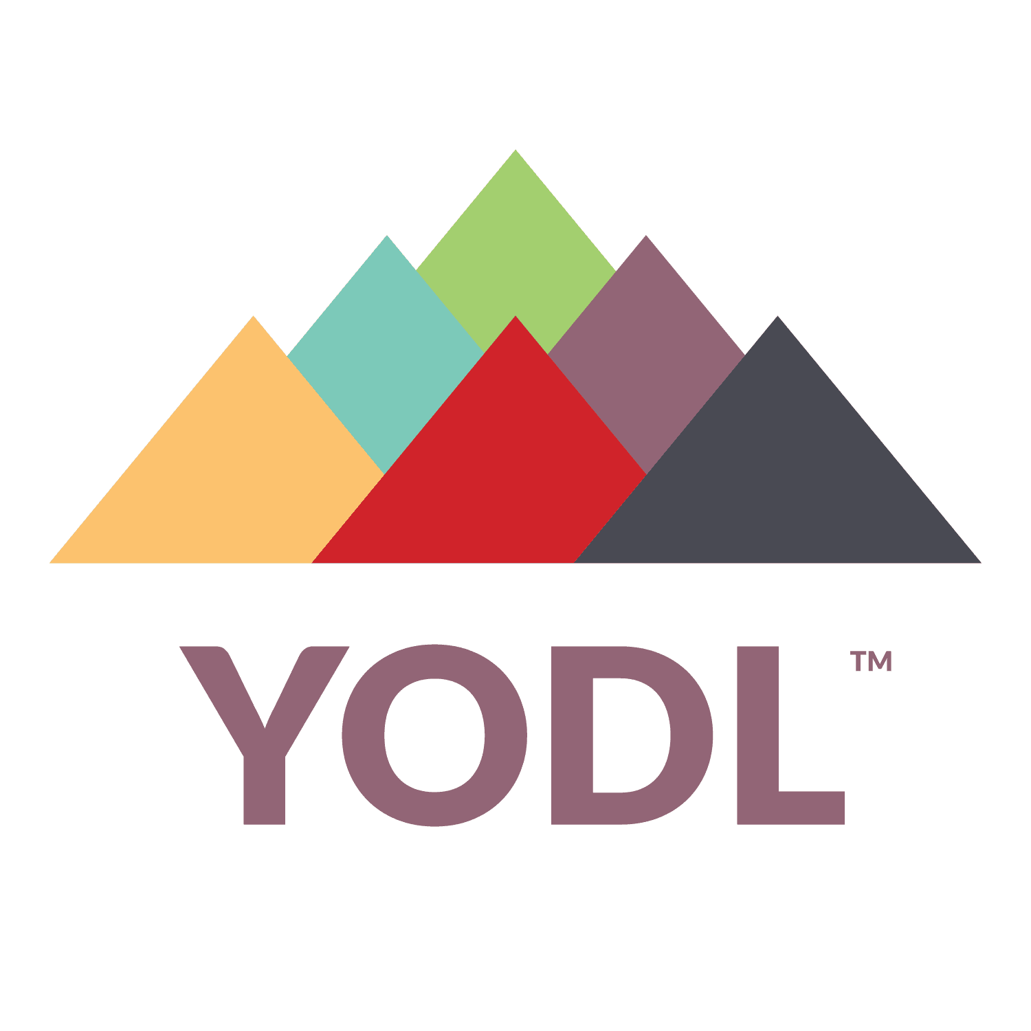 YODL logo with colorful triangular mountains representing a range.