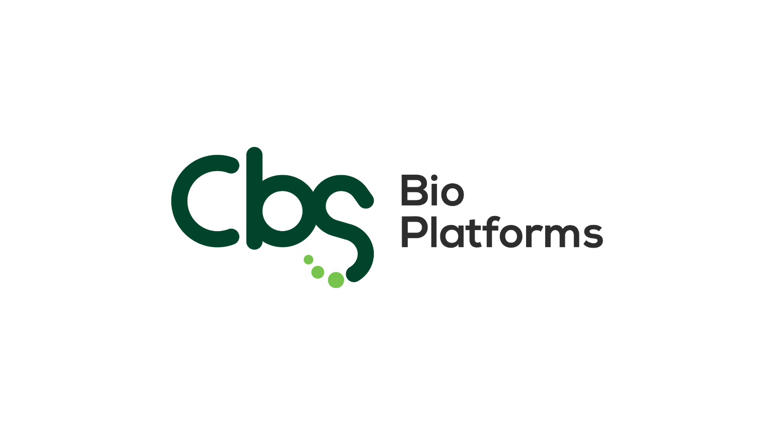 Cbs Bio Platforms logo with green stylized 'Cbs' text and black 'Bio Platforms' text.