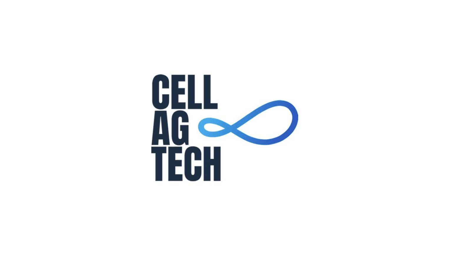 Cell Ag Tech logo featuring dark blue text and a light blue infinity symbol.