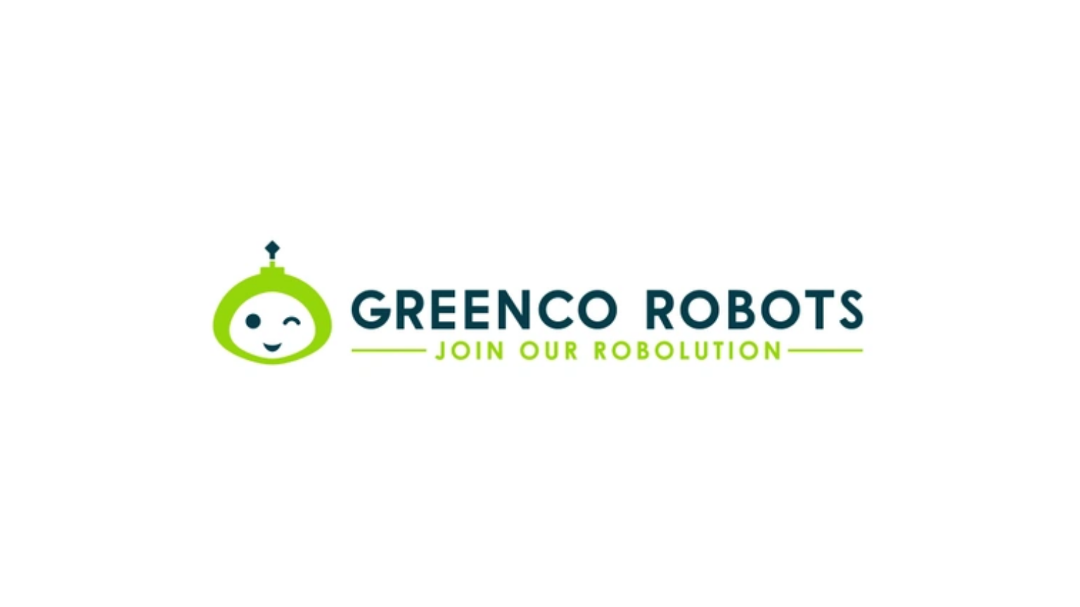 Greenco Robots logo, featuring a winking green robot icon and the tagline 'Join Our Robolution'.