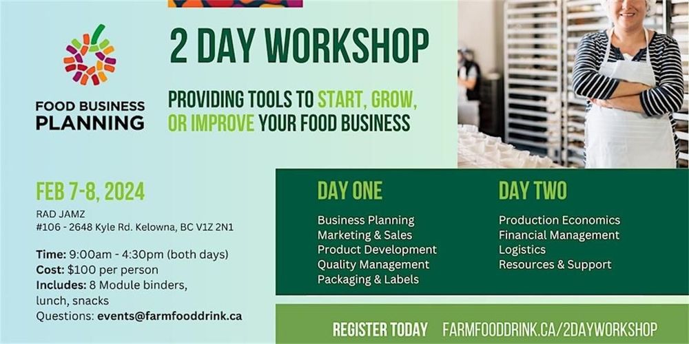 Atelier de planification d'entreprise alimentaire de 2 jours : Kelowna
