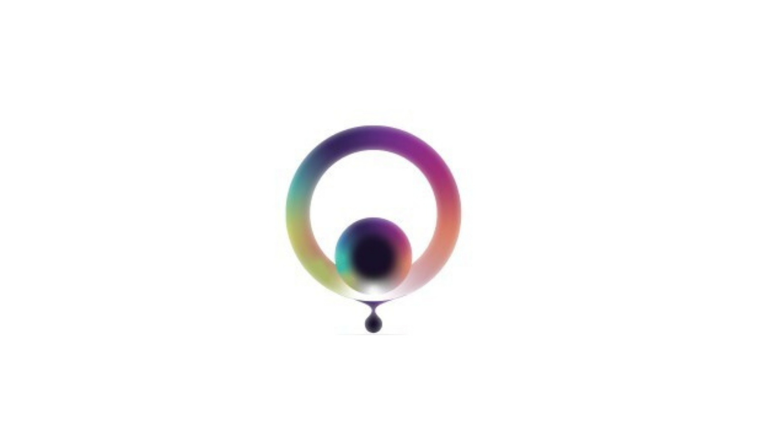 Colorful gradient ring with a sphere inside and a dripping teardrop shape.