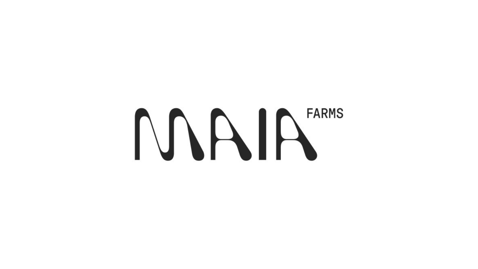 MAIA FARMS logo with stylized black text on a clean white background.