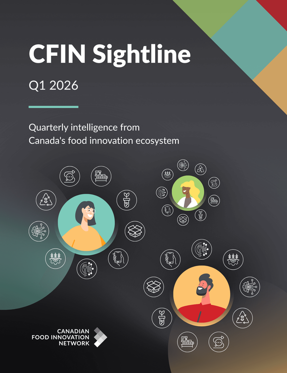 CFIN Sightline Q1 2026 report cover with food innovation ecosystem illustrations.